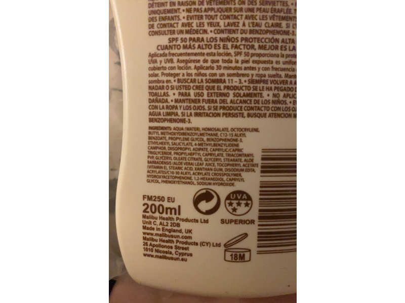 Malibu Kids High Protection Sunscreen, SPF 50, 200 mL