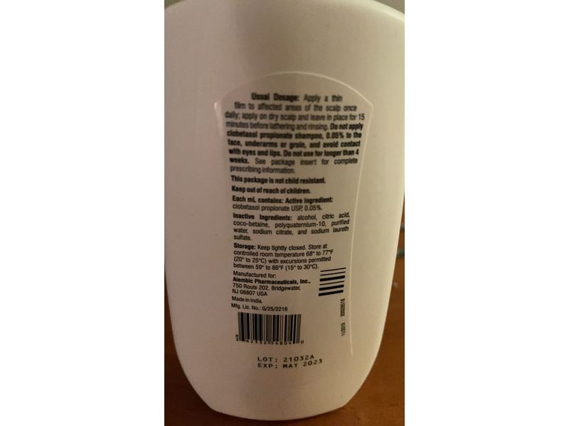 Clobetasol Propionate Shampoo, 0.05%, 4 fl oz, Alembic (RX)