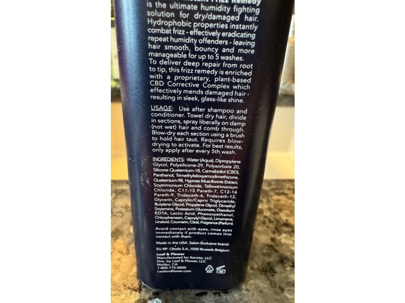 Leaf & Flower CBD Instant Frizz Remedy, 6 fl oz/175 mL