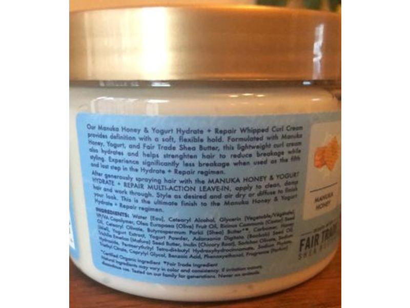 Sheamoisture Hydrate + Repair Whipped Curl Cream, Manuka Honey & Yogurt, 11.5 oz/326 g