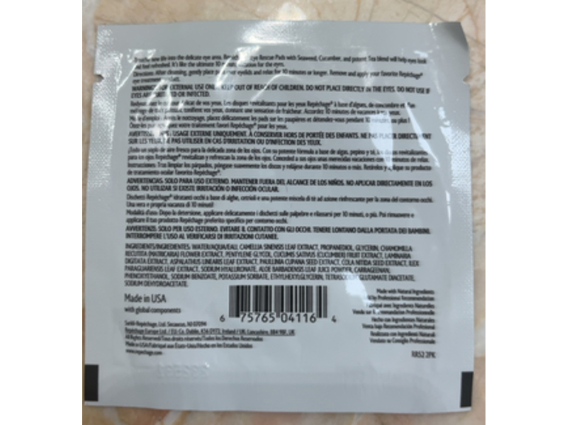 Repechage Eye Rescue Pads, Seaweed Filtrate & Tea Extracts, 2 Counts