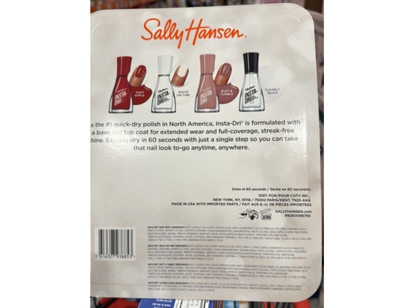 Sally Hansen Nail Colors & Top Coat Set, Asap Apple, White On Time, Buff & Tumble, Clearly Quick, 0.31 fl oz/9.17 mL