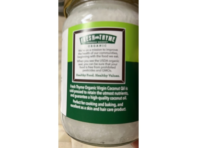 Fresh Thyme Organic Virgin Coconut Oil, 16.9 fl oz/500 mL