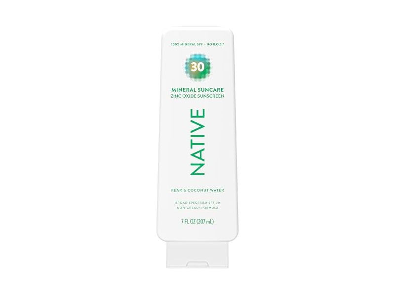 Native Mineral Suncare Sunscreen, SPF 30, Pear & Coconut Water, 7 fl oz/207 mL