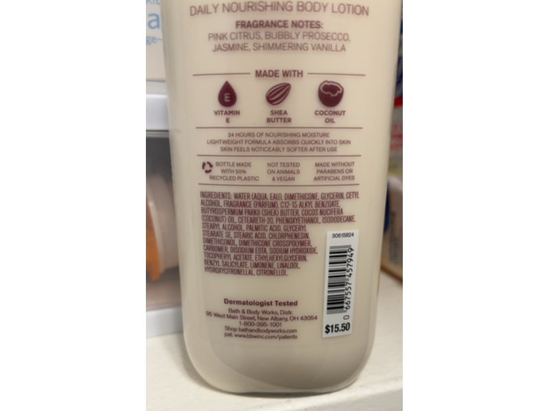 Bath & Body Works Life Of The Party Daily Nourishing Body Lotion, Shea Butter + Coconut Oil, 8 fl oz/236 mL