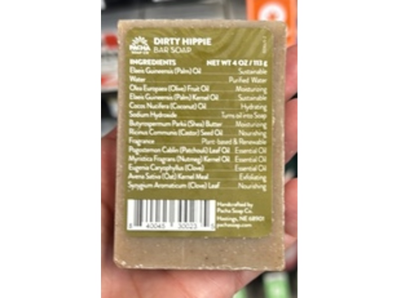 Pacha Soap Co Bar Soap, Dirty Hippie, 4 oz/113 g