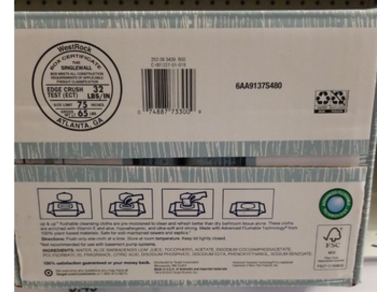 Up & Up Flushable Cleansing Cloths, Fresh Scent, 480 count