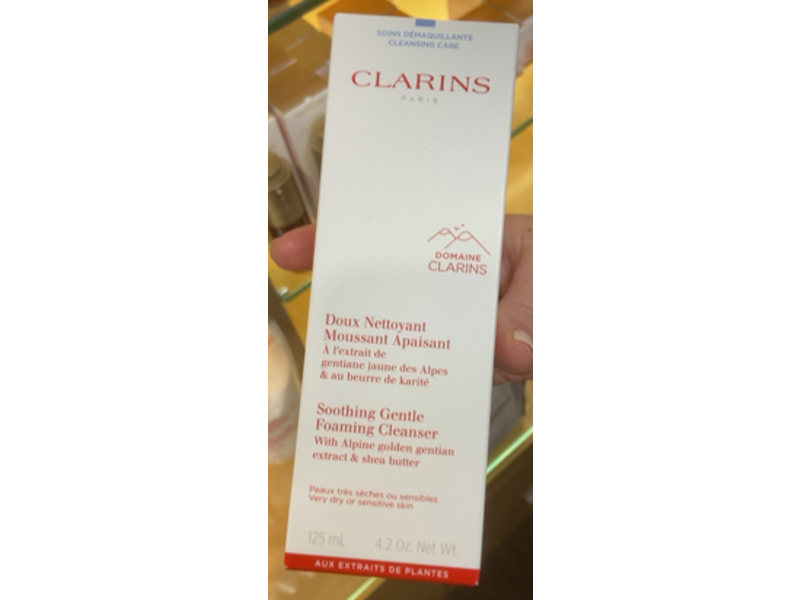 Clarins Soothing Gentle Foaming Cleanser, Alpine Golden Gentian Extract & Shea Butter, 4.2 oz/125 mL