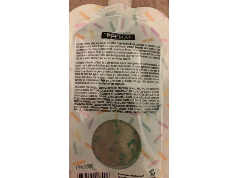 Freeman Melting Sugar Face Mask, Matcha Ice Cream, 1.18 fl oz/35 mL