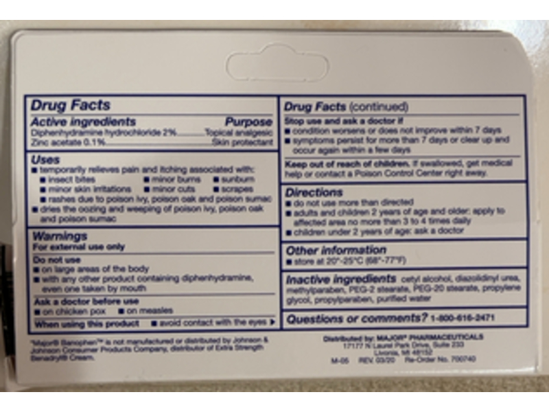 Major Banophen Anti Itch Cream, 1 oz/28 g