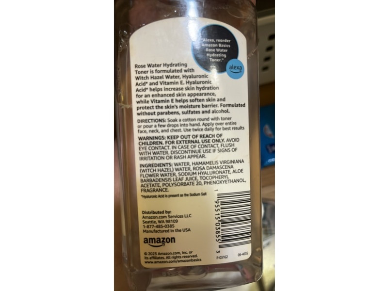 Amazon Basics Rose Water Hydrating Toner, 16 fl oz/473 mL