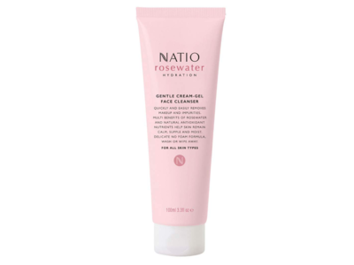 Natio Gentle Cream-Gel Face Cleanser, Rosewater, 3.3 fl oz/100 ml