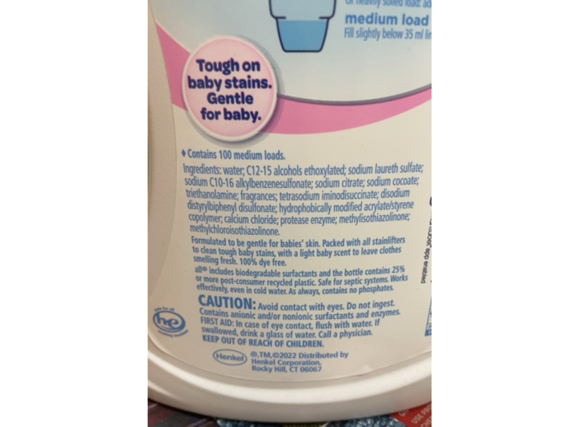 All Stainlifters Baby Liquid Laundry Detergent, 100 Loads, 75 fl oz/2.21 L