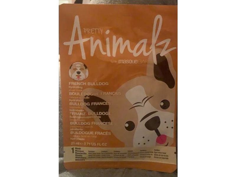 Pretty Animalz French Bulldog Hydrating Sheet Mask, 0.71 fl oz/21 mL