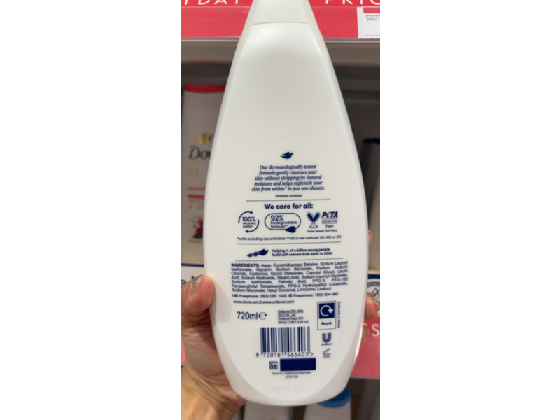 Dove Hydrate Gently Cleanses Body Wash, 720 mL