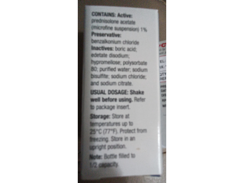 Prednisolone Acetate Ophthalmic Suspension USP 1%, 5 mL, Pacific Pharma (RX)