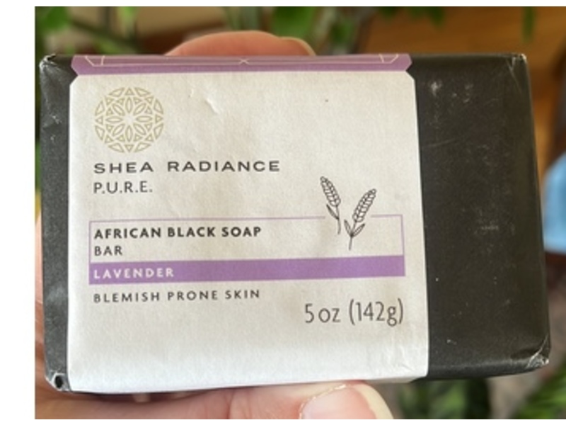 Shea Radiance African Black Soap Bar, Lavender, 5 oz/142 g