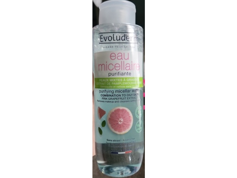 Evoluderm Purifying Micellar Water, Pink Grapefruit Extract, 16.9 fl oz/500 mL