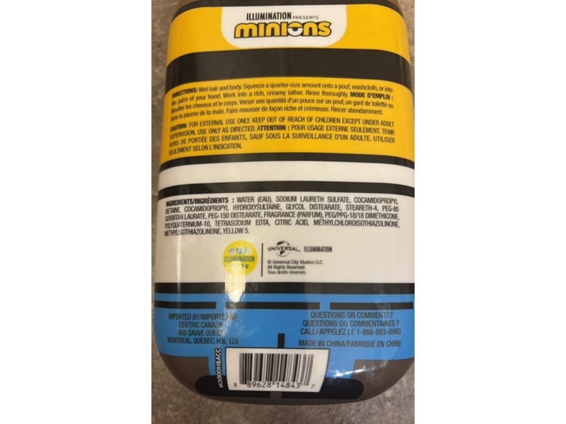 Minions 3 In 1 Body Wash Shampoo & Conditioner, 14 fl oz/414 mL