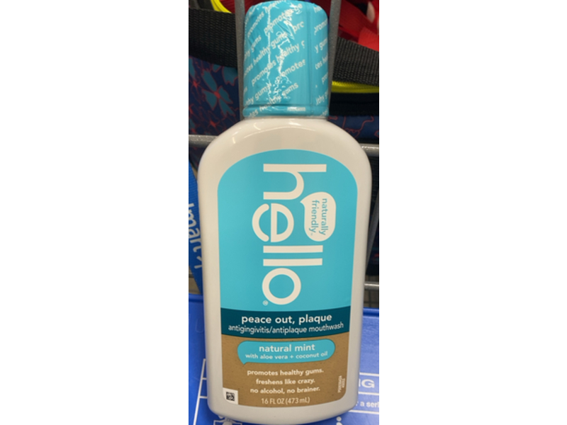 Hello Peace Out Antiplaque Mouthwash, Natural Mint, 16 fl oz/473 mL