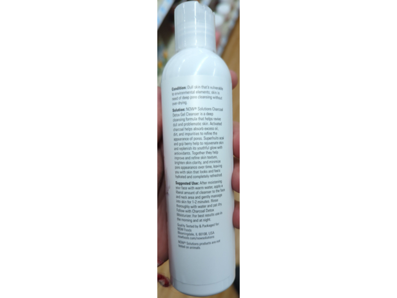 Now Solutions Charcoal Detox Gel Cleanser, 8 fl oz/237 mL