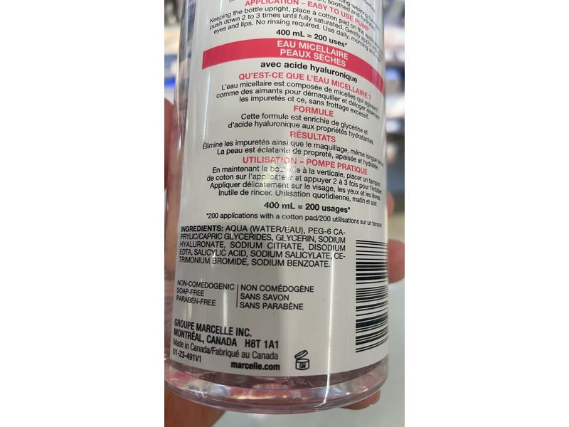 Marcelle Micellar Water, Dry Skin, 13.5 fl oz/400 mL