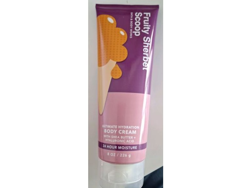 Bath & Body Works Fruity Sherbet Scoop Body Cream, Shea Butter + Hyaluronic Acid, 8 oz/226 g