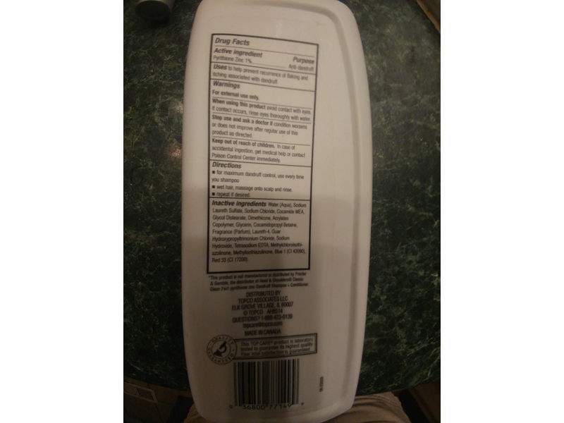 Topcare 2-In-1 Dandruff Shampoo Plus Conditioner, Everyday Clean, 14.2 fl oz/420 mL