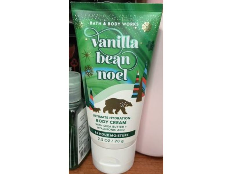 Bath & Body Works Vanilla Bean Noel Body Cream, Shea utter + Hyaluronic Acid, 2.5 oz/70 g