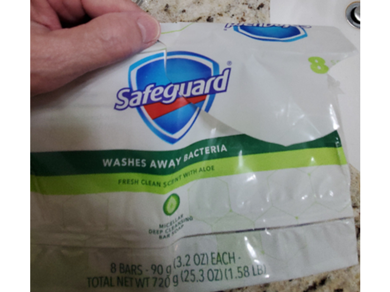Safeguard Wash Away Bacteria Soap Bar, Fresh Scent, 3.2 oz/90 g, 8 Count, Pack Of 6