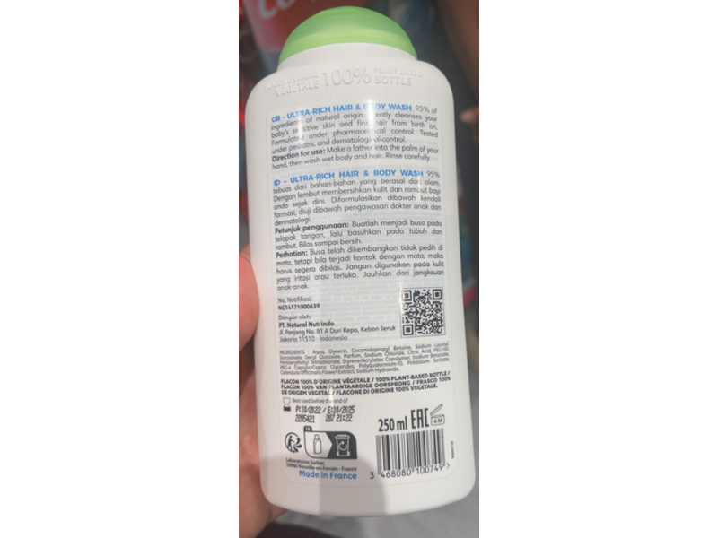 Corine De Farme Hair & Baby Wash, Gel Corp & Cheveux, 250 mL