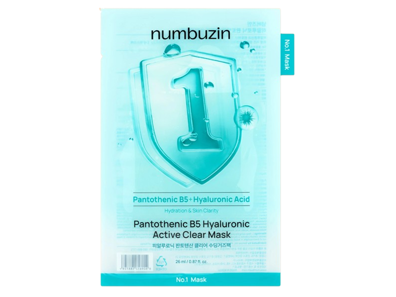 Numbuzin No.1 Pantothenic B5 Hyaluronic Active Clear Mask, 0.87 fl oz/26 mL
