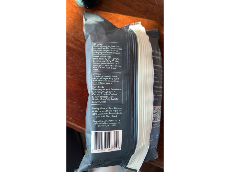 Biom All Purpose Home Compostable Wipes, Grapefruit Zest, 40 Count