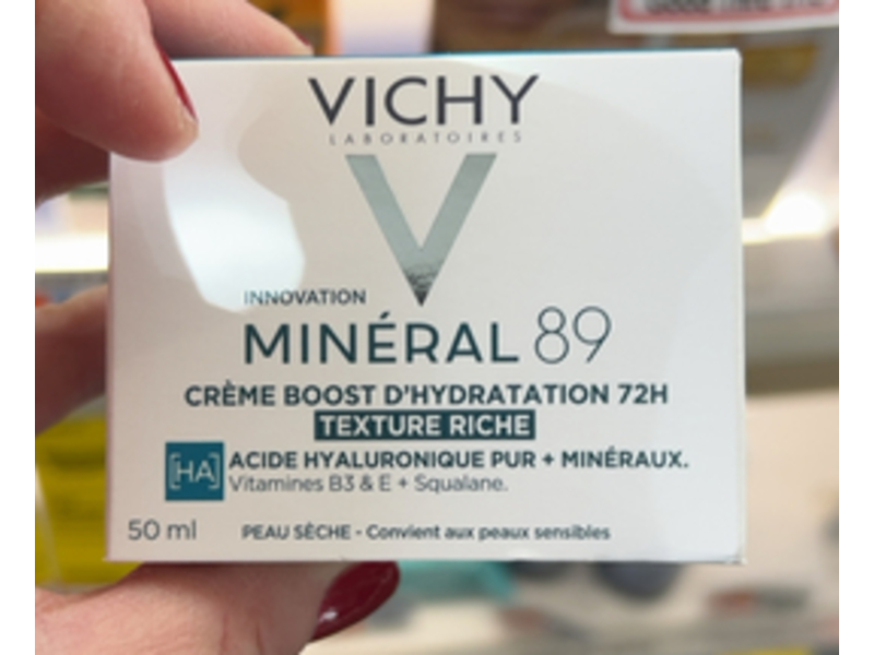Vichy Laboratories Mineral 89 Boosting Cream, Vitamines B3 & E + Squalane, 50 mL