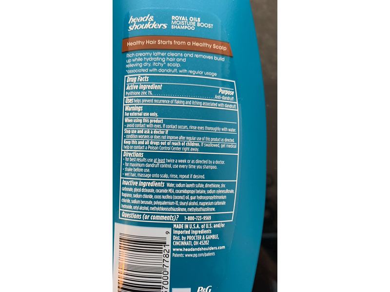 Head & Shoulders Royal Oils Moisture Boost Shampoo, Coconut Oil, 13.5 fl oz/400 mL