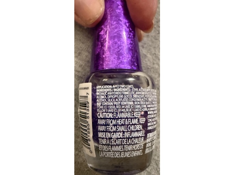 L.A. Colors Glitter Vibes Polish, Purple-Razzi, 0.44 fl oz/13 mL, Pack Of 2