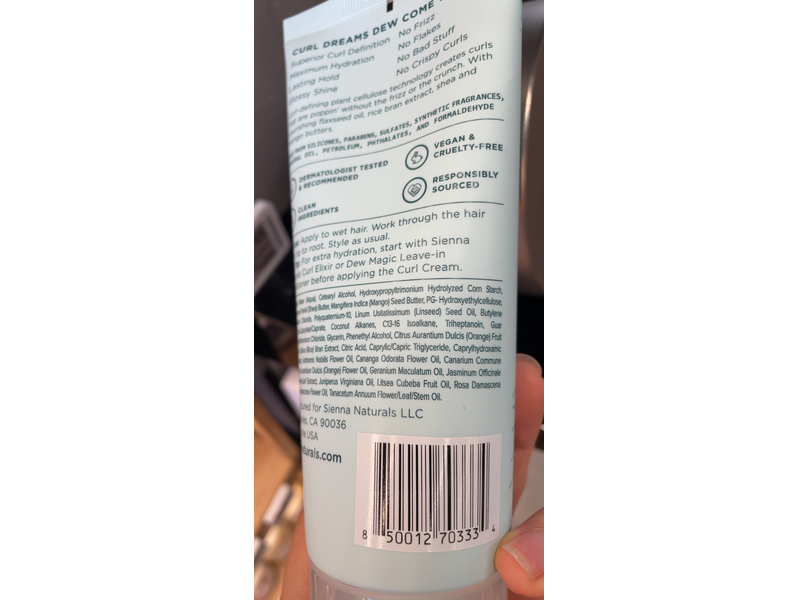 Sienna Naturals Dream Curl Cream, 6 fl oz/177 mL