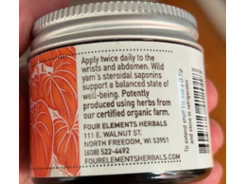 Four Elements Wild Yam Balancing Cream, 2 fl oz/60 mL