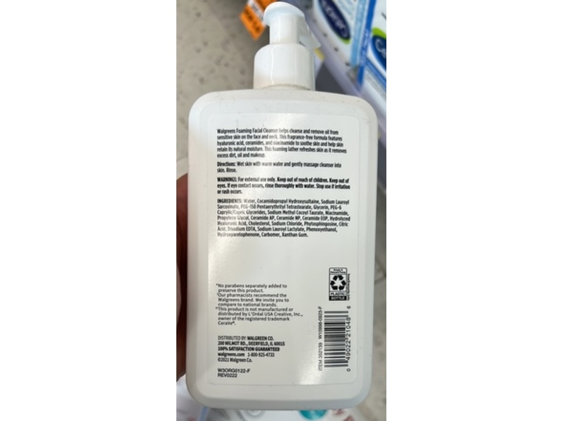 Walgreens Foaming Facial Cleanser, Fragrance Free, 16 fl oz/473 mL