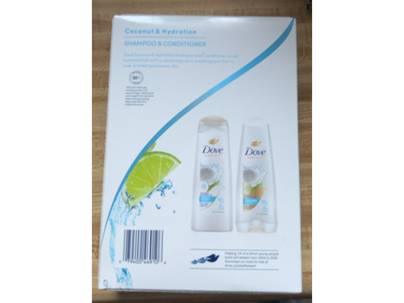 Dove Coconut & Hydration Shampoo + Conditioner, 12 fl oz/355 mL, 2 Count