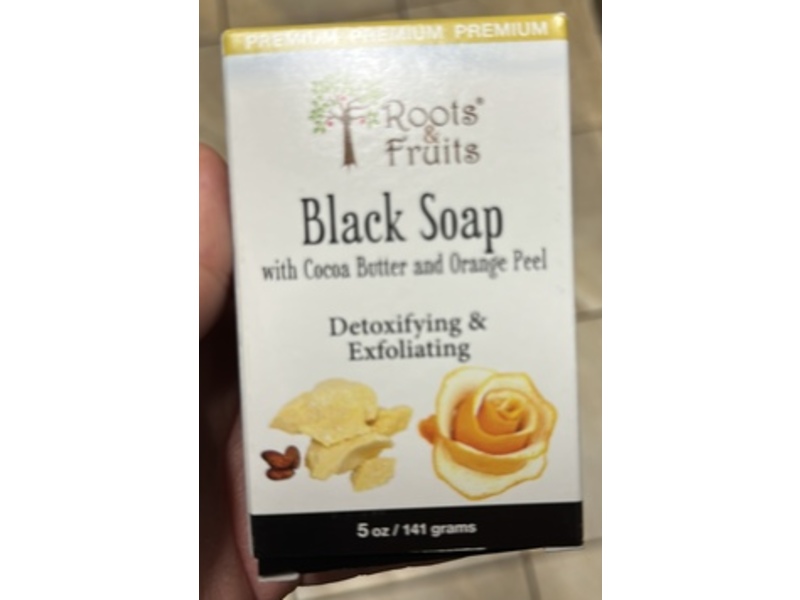 Roots & Fruits Detoxifying & Exfoliating Black Soap, 5 oz/141 g