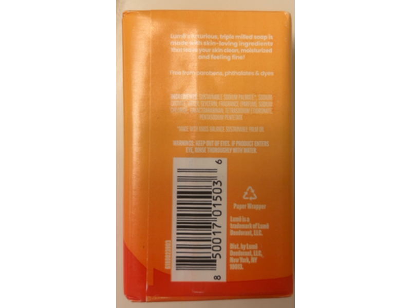 Lume Triple Milled Soap, Clean Tangerine, 5 oz/142 g