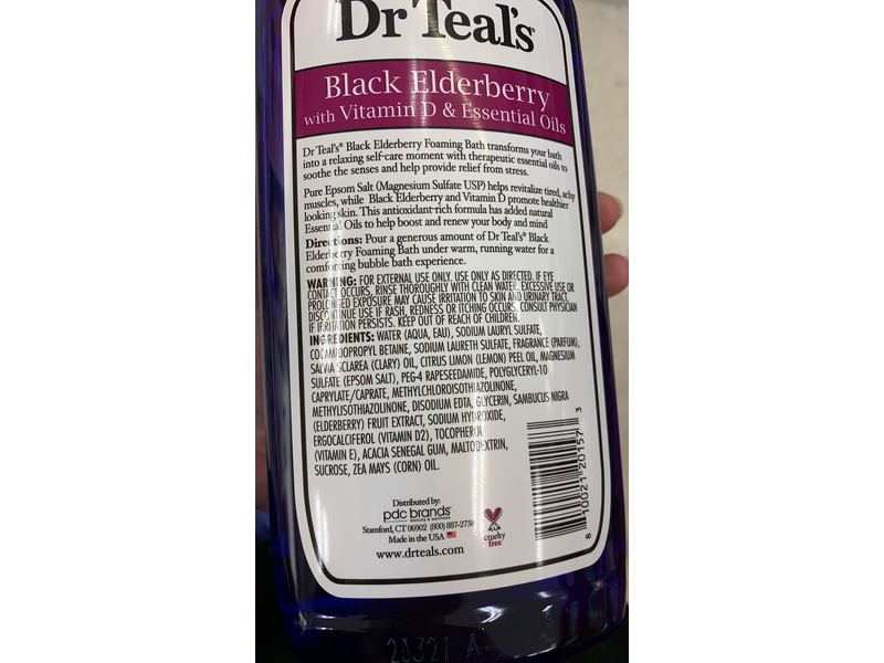 Dr Teal's Foaming Bath With Pure Epsom Salt, Black Elderberry, 34 fl oz/1000 mL
