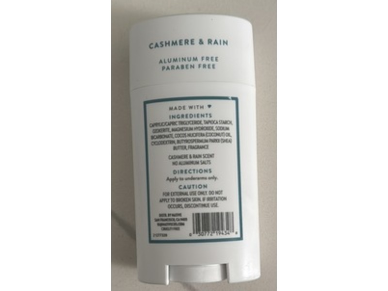 Native Deodorant, Cashmere & Rain, 2.65 oz/75g