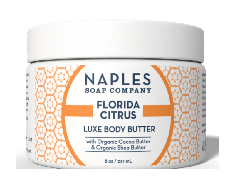 Naples Soap Company Luxe Body Butter, Florida Citrus, Organic Coca Butter & Shea Butter, 8 oz/237 mL