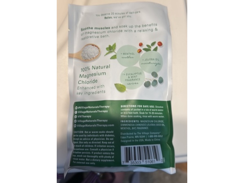 Village Naturals Therapy Muscle Magnesium Bath Flakes, Eucalyptus Mint Scent, 4.5 oz/127.5 g, Pack of 10