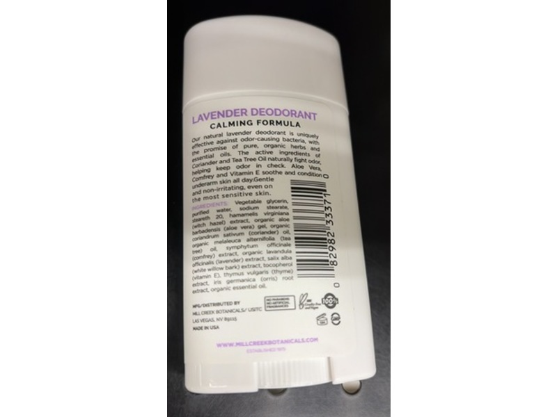 Mill Creek Deodorant, Lavender, 2.5 oz/90 g