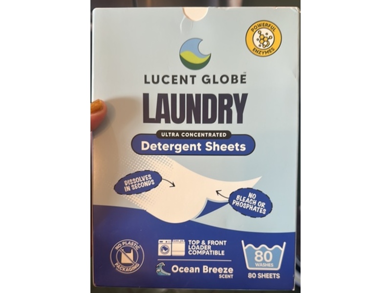 Lucent Globe Laundry Ultra Concentrated Detergent Sheets, Ocean Breeze, 80 Count