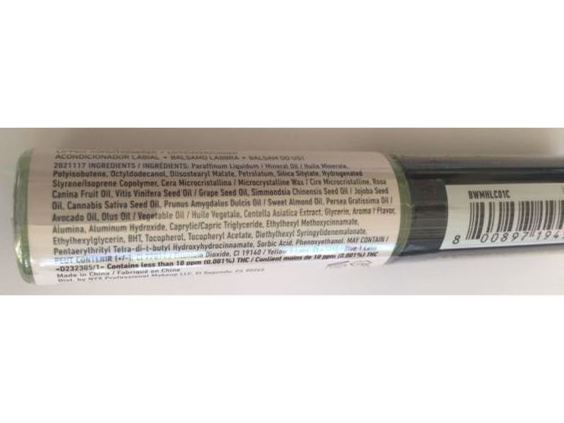 Nyx Professional Makeup Bare With Me Cannabis Sativa Seed Oil Lip Conditioner, 0.27 fl oz/8 mL