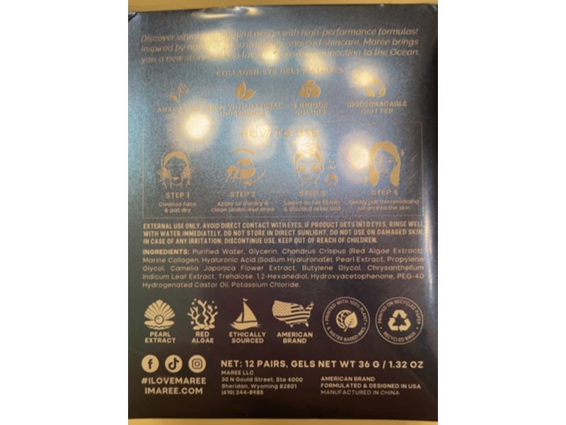 Maree Marine Collagen Eye Gels, 1.32 oz/36 g, 12 Count